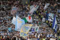 ROME, ITALY - AUGUST 18: SS Lazio fans cheer for their team during the serie A match between SS Lazio and SSC Napoli at Stadio Olimpico on August 18, 2018 in Rome, Italy. (Photo by Marco Rosi/Getty Images)