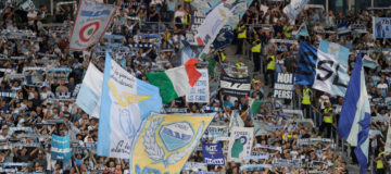 ROME, ITALY - AUGUST 18: SS Lazio fans cheer for their team during the serie A match between SS Lazio and SSC Napoli at Stadio Olimpico on August 18, 2018 in Rome, Italy. (Photo by Marco Rosi/Getty Images)
